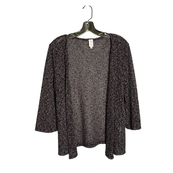 Jones New York Browns & White Open-Front Lightweight Knit Cardigan Sweater L - Picture 1 of 8